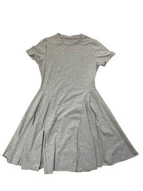 SHEIN Gray Short-Sleeve Fit-and-Flare Mini Dress